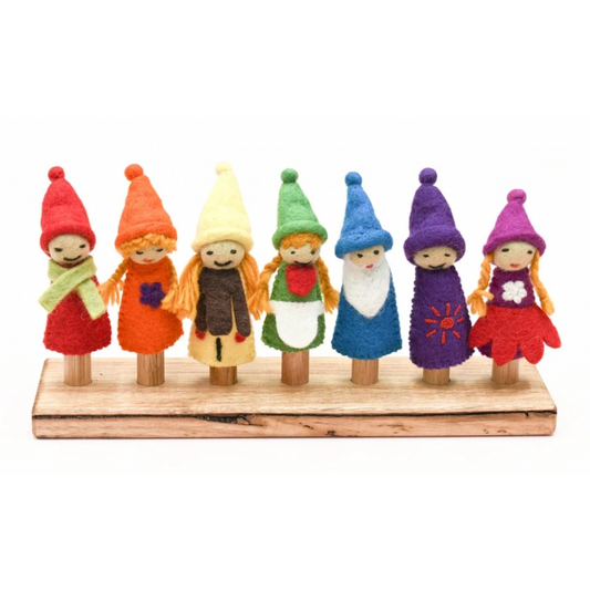 Rainbow Colourful Gnome Finger Puppet Set